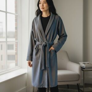 Wings + Horns Gray Belted Hooded Robe